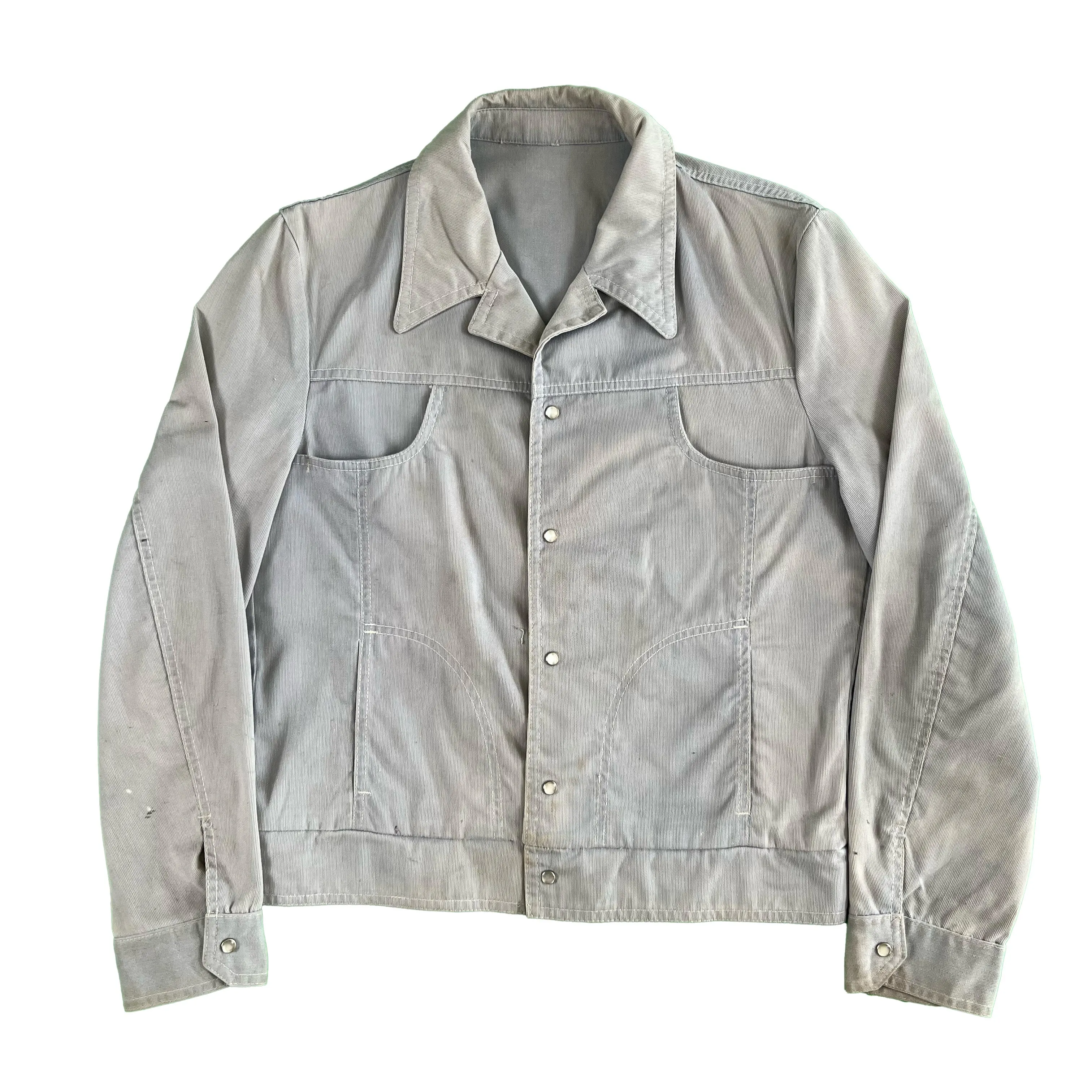 70s Lightweight Corduroy Boxy Pearl Snap Jacket- L