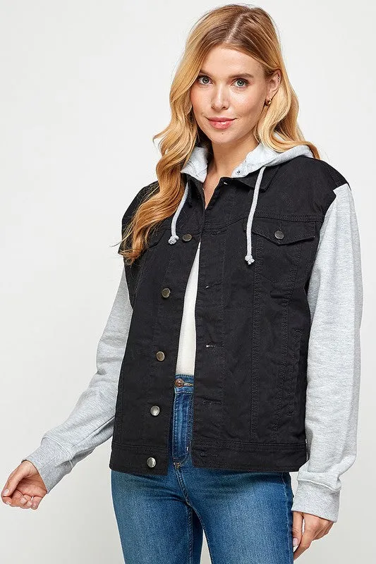 Blue Age Women's Denim  Jacket with Fleece Hoodies