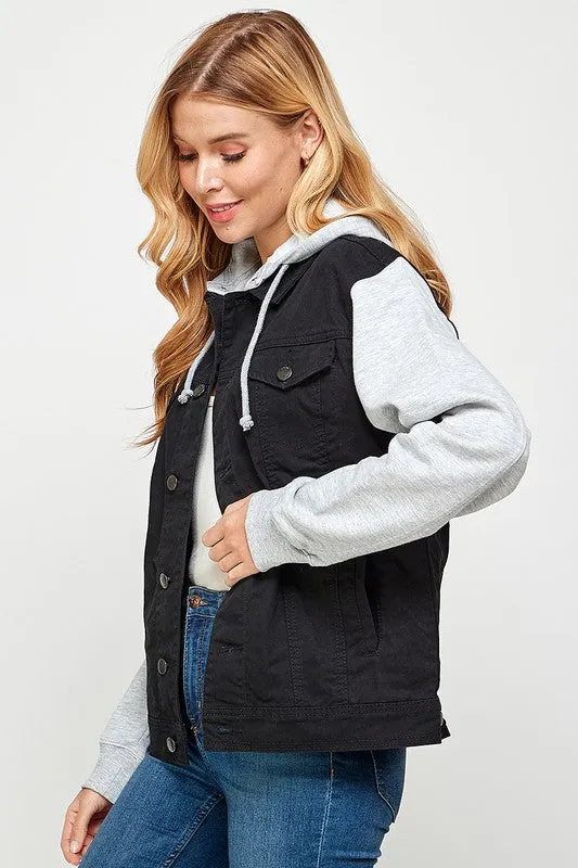 Blue Age Women's Denim  Jacket with Fleece Hoodies