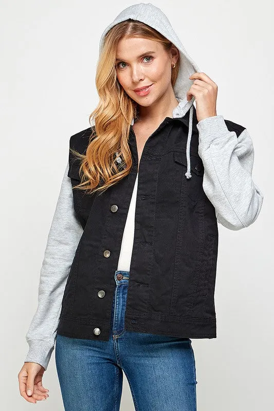 Blue Age Women's Denim  Jacket with Fleece Hoodies