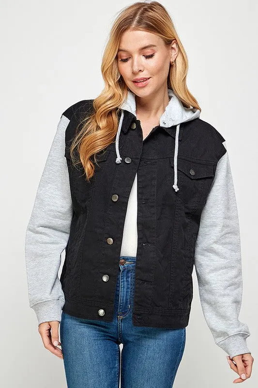 Blue Age Women's Denim  Jacket with Fleece Hoodies