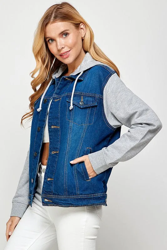 Blue Age Women's Denim  Jacket with Fleece Hoodies