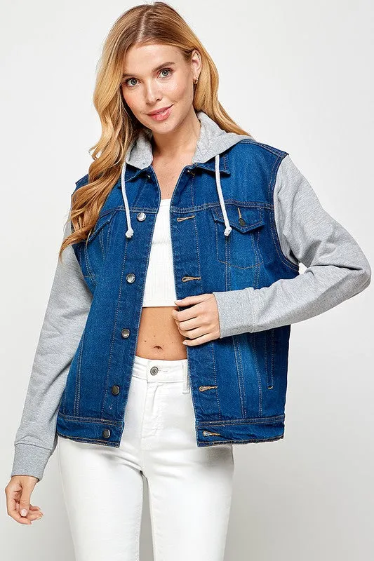 Blue Age Women's Denim  Jacket with Fleece Hoodies