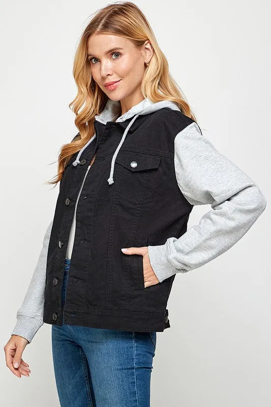 Blue Age Women's Denim  Jacket with Fleece Hoodies