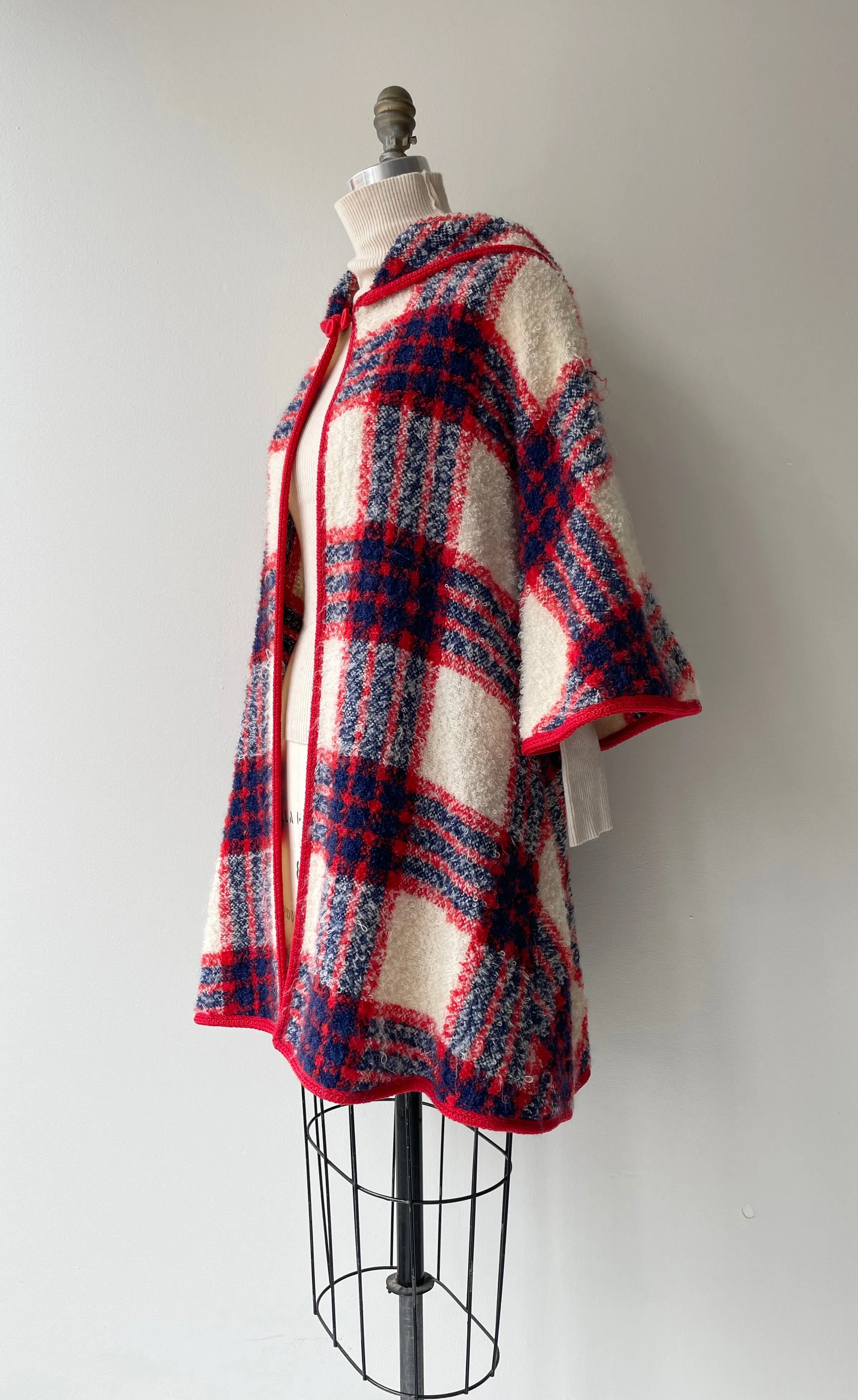 Boucle Wool Tartan Coat