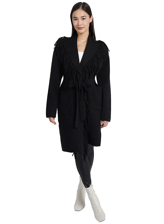 Caroline Coat | Black and Oatmeal