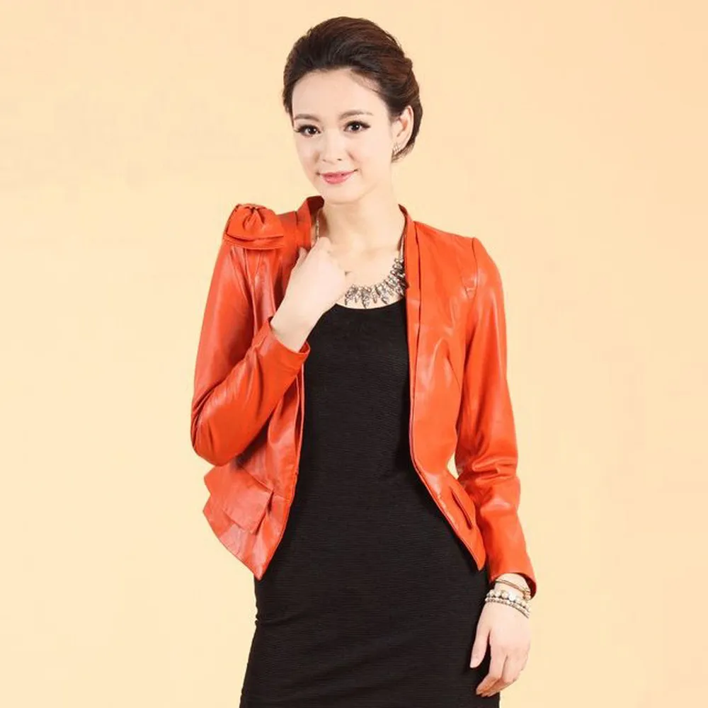 Genuine Sheep Leather Jacket Warm Coat Womens Coat