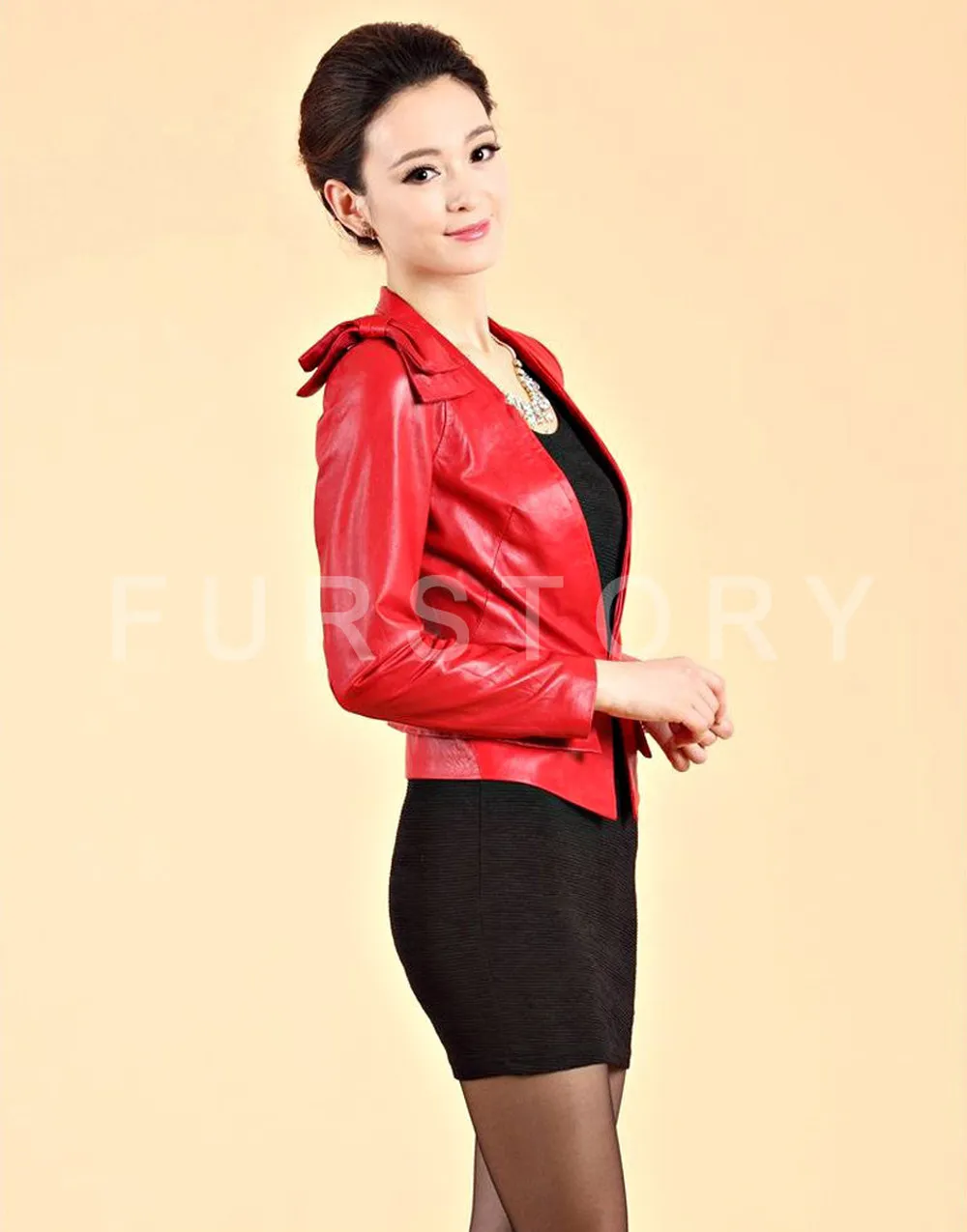 Genuine Sheep Leather Jacket Warm Coat Womens Coat