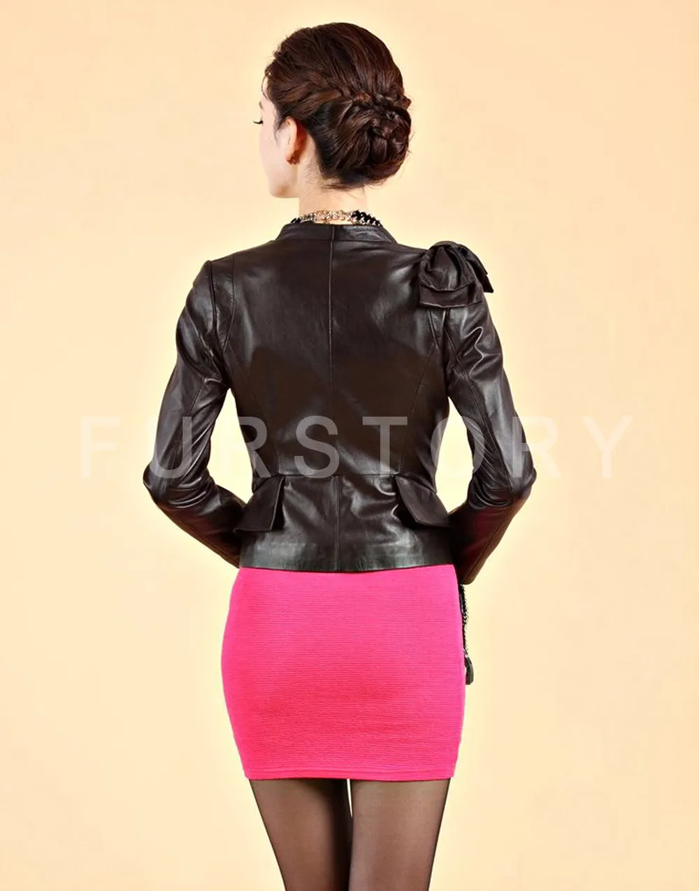 Genuine Sheep Leather Jacket Warm Coat Womens Coat