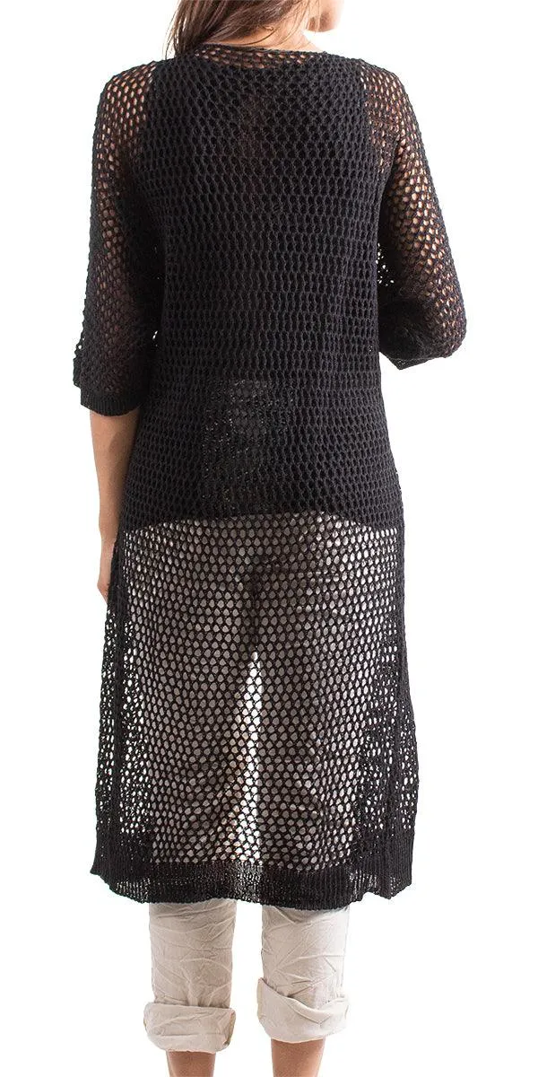 Ginavra Knitted Mesh Maxi Open Jacket