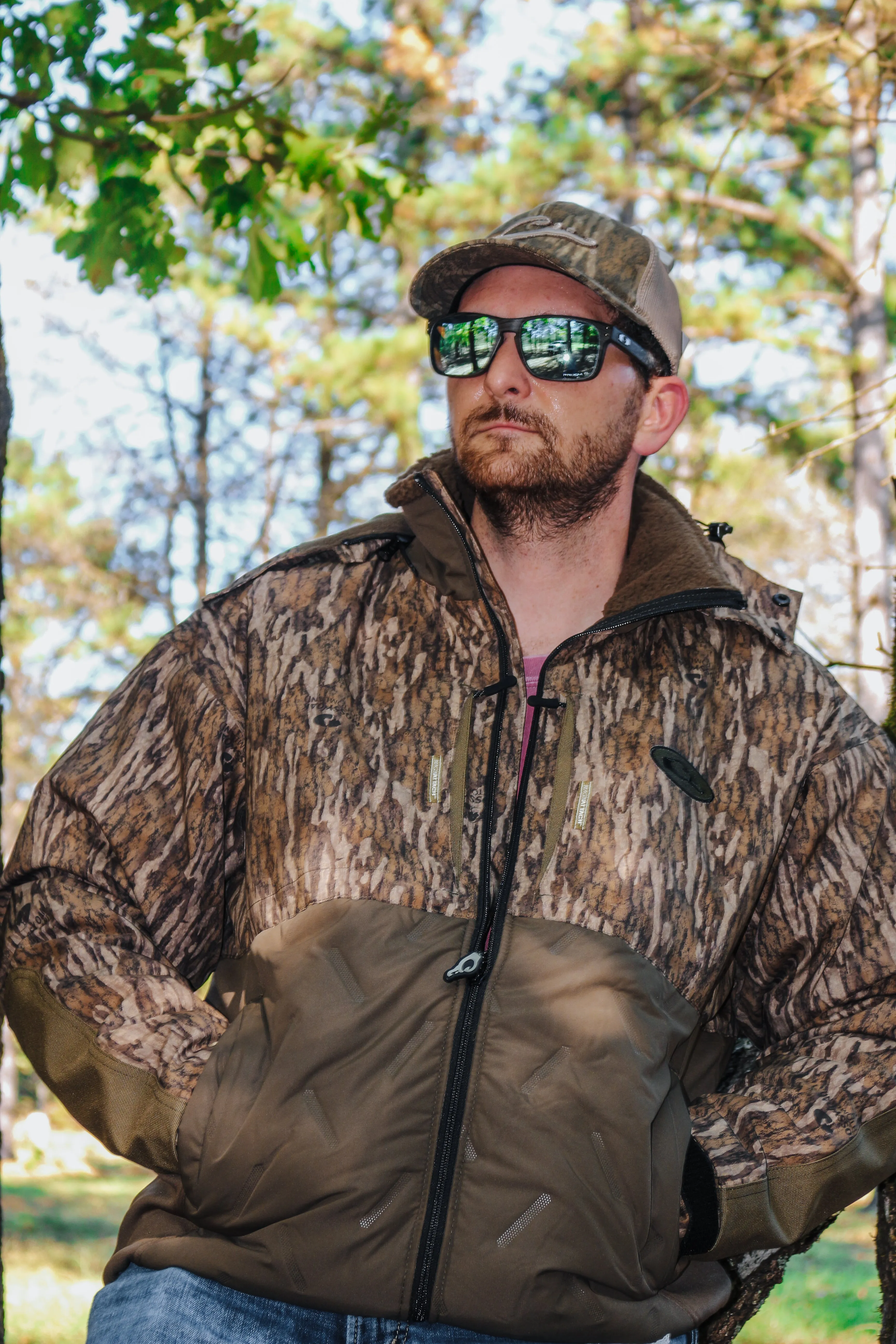 Green Camo Bottomland Guardian Flex Double Down Eqwader Full Zip Jacket With hood