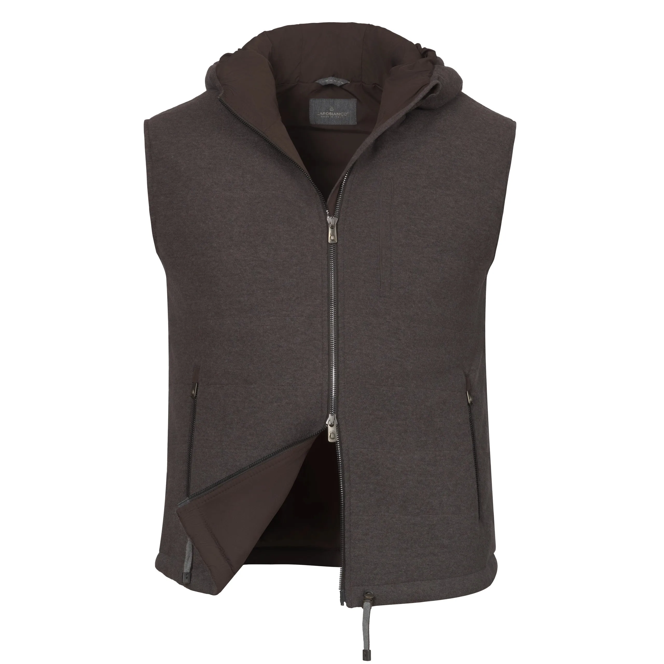 Hooded Padded Vest in Brown