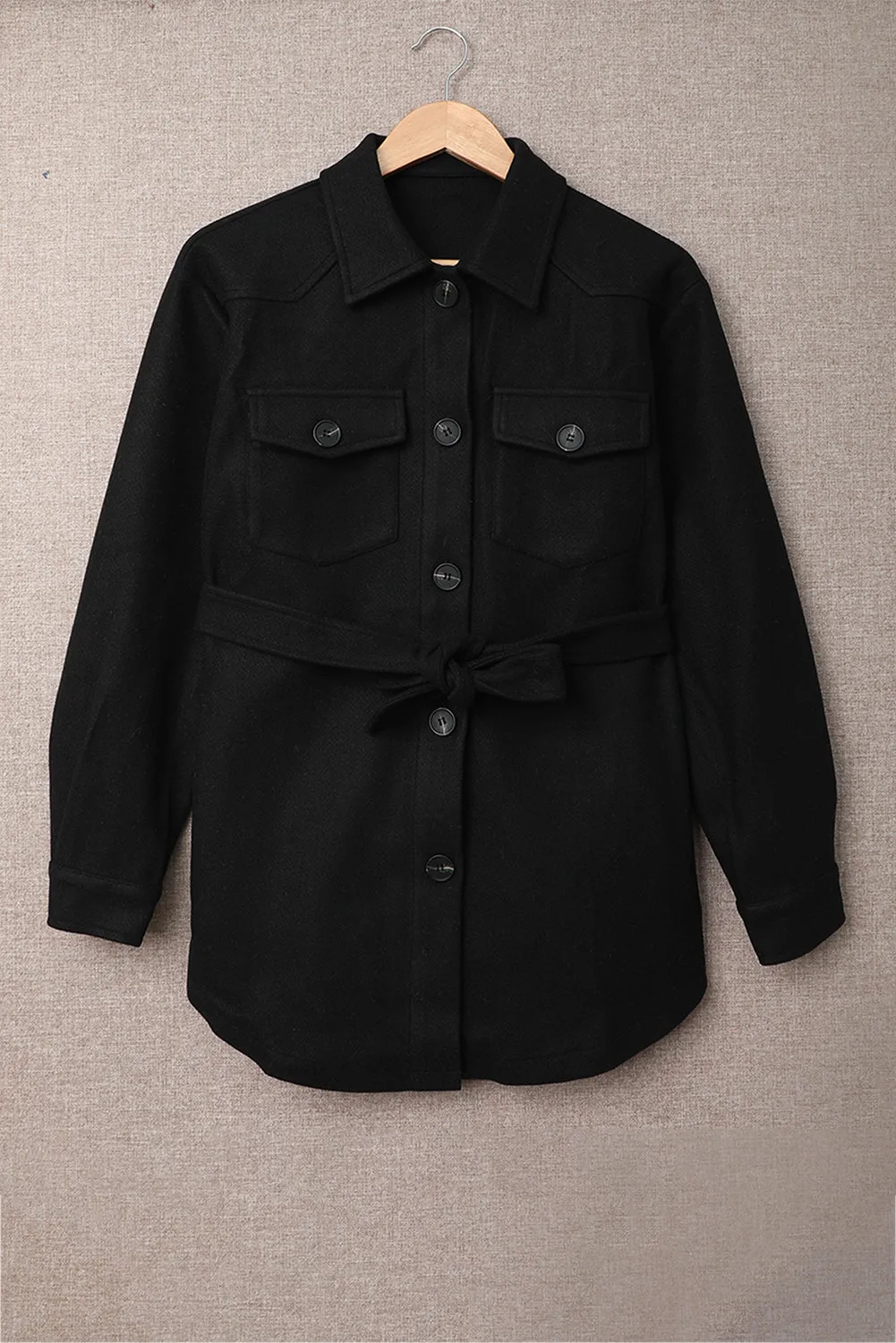 Lapel Button-Down Coat With Chest Pockets