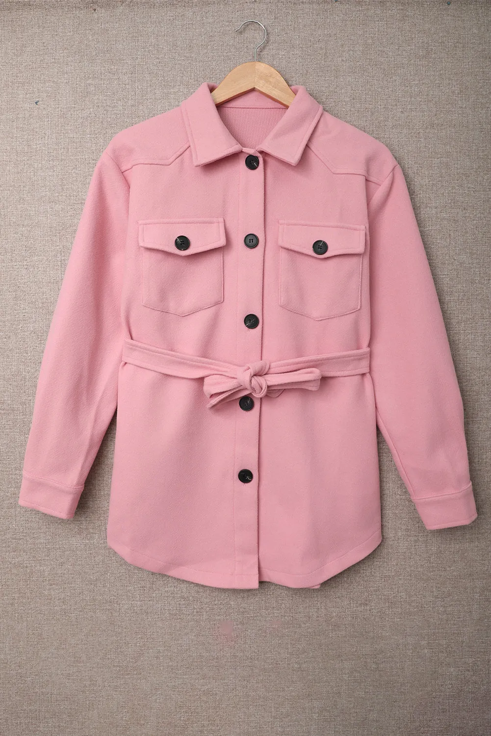 Lapel Button-Down Coat With Chest Pockets