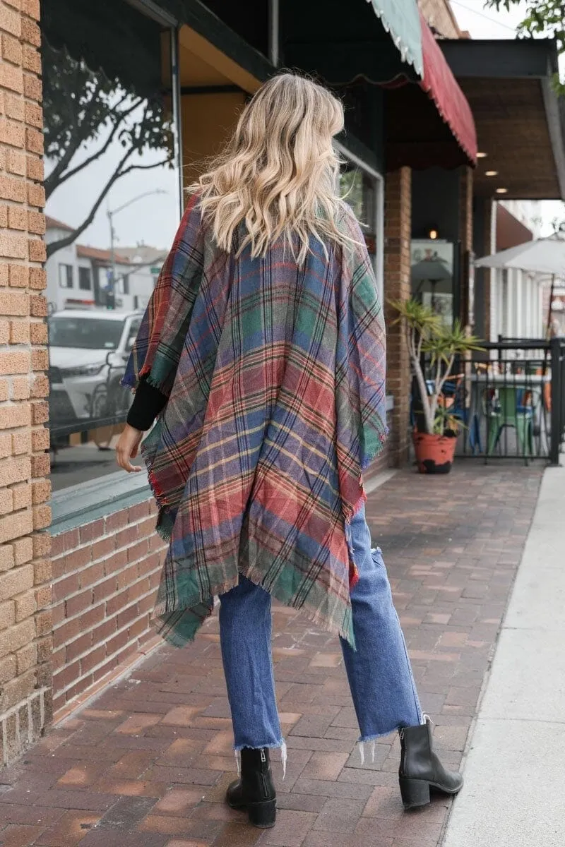 Lightweight Plaid Ruana