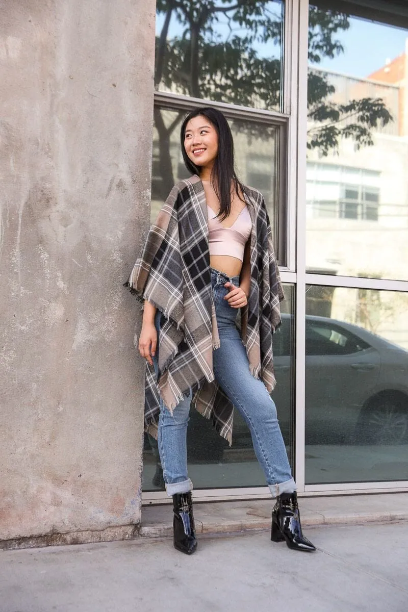 Lightweight Plaid Ruana