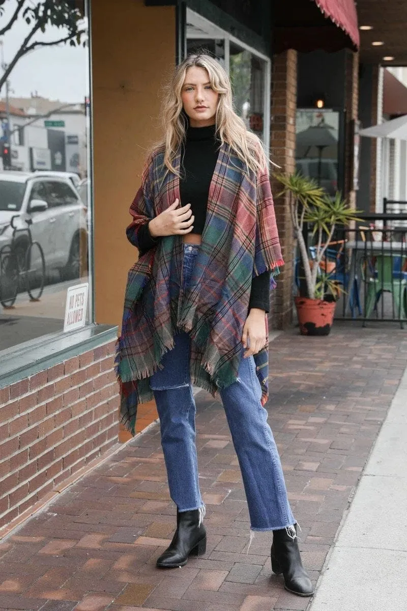 Lightweight Plaid Ruana