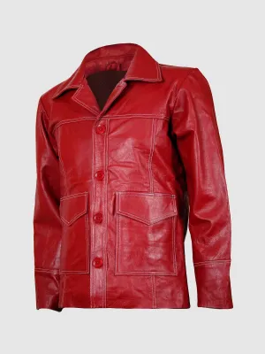 Lightweight Red Leather Coat