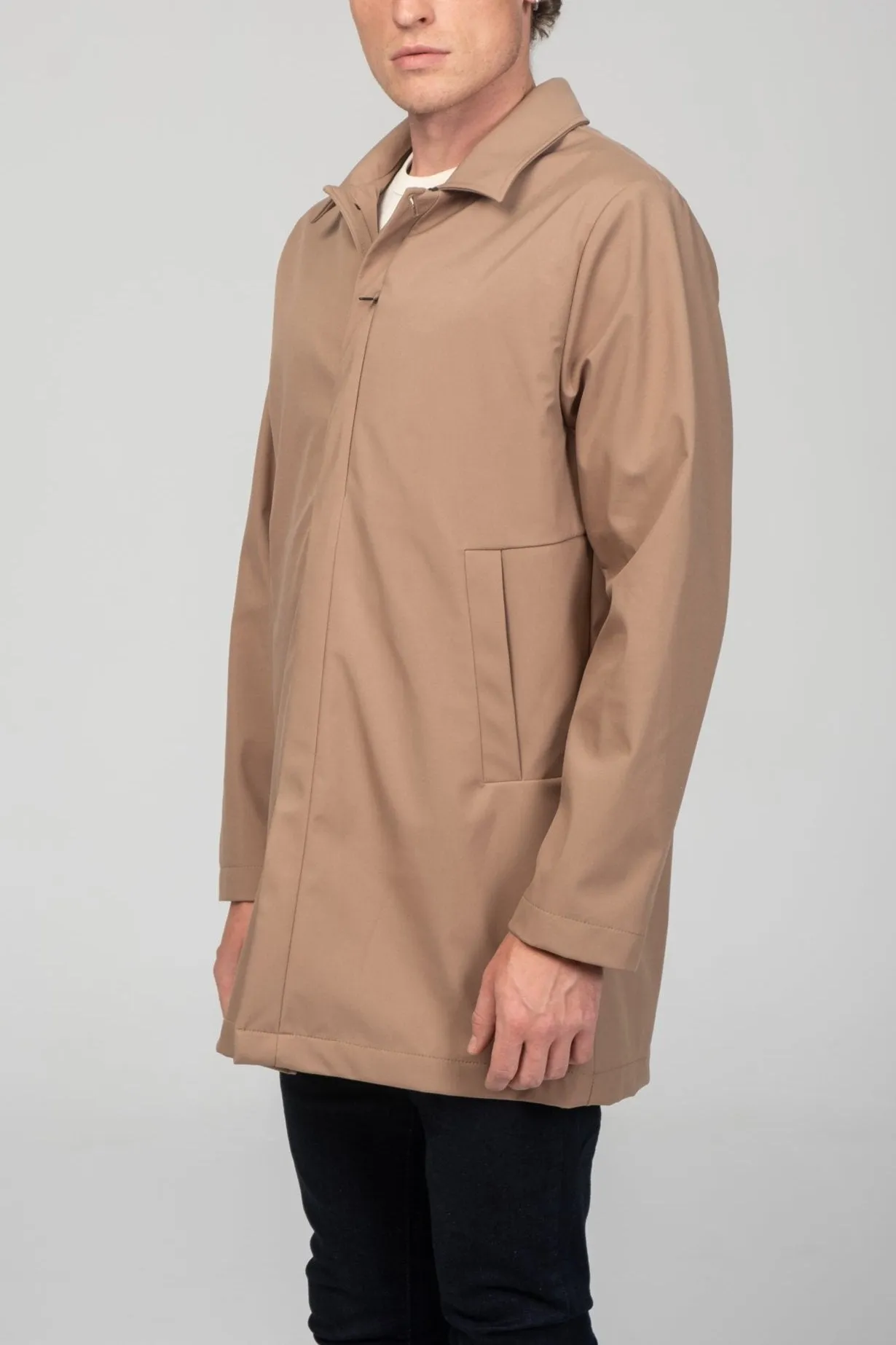 Long Lightweight Windbreaker - Camel