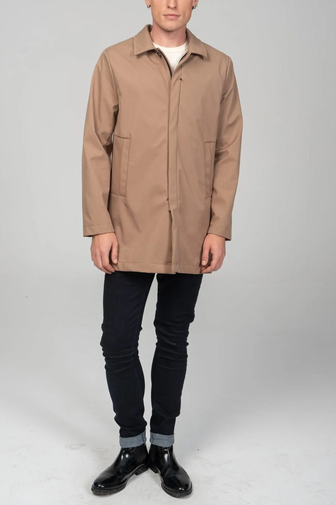 Long Lightweight Windbreaker - Camel