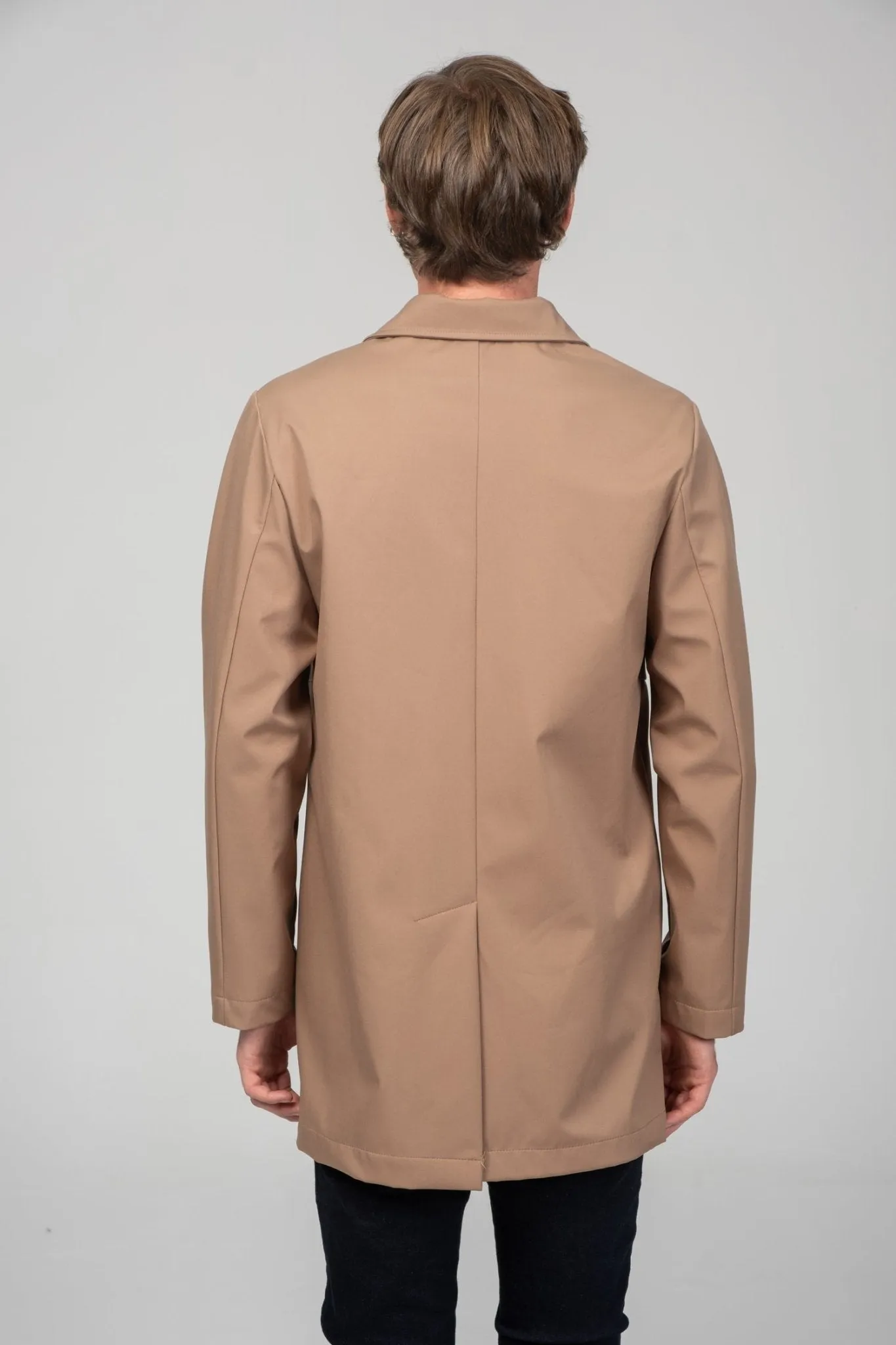 Long Lightweight Windbreaker Coat - Camel