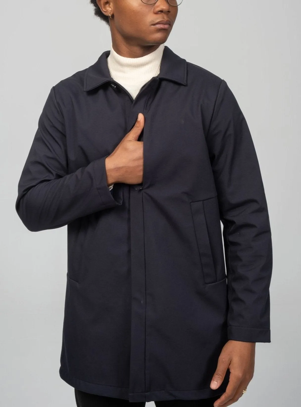 Long Lightweight Windbreaker - Navy