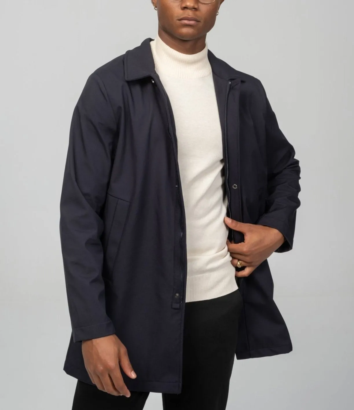 Long Lightweight Windbreaker - Navy