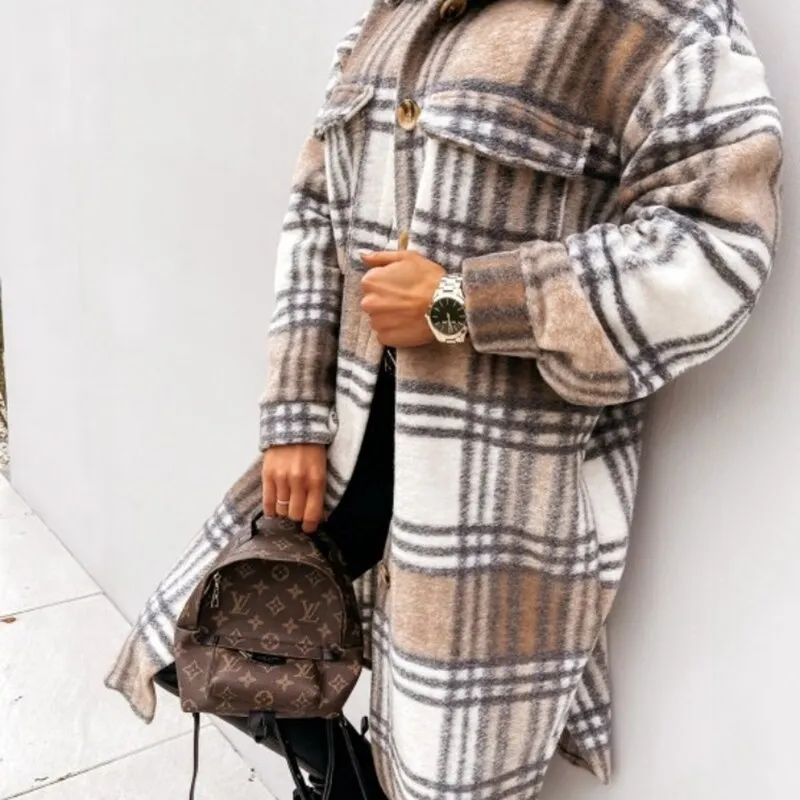 Long Plaid Coat For Women