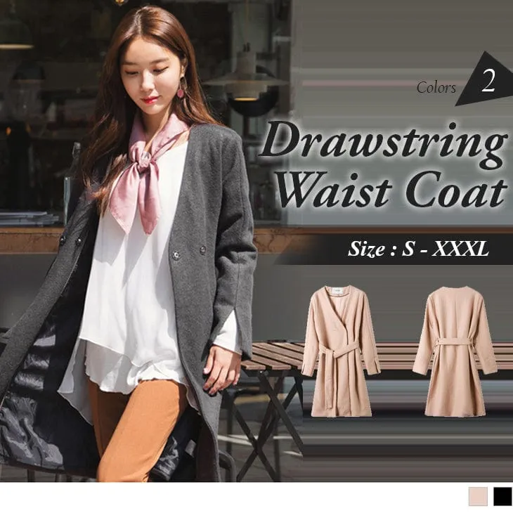 LONG SLEEVE DRAWSTRING WAIST COAT