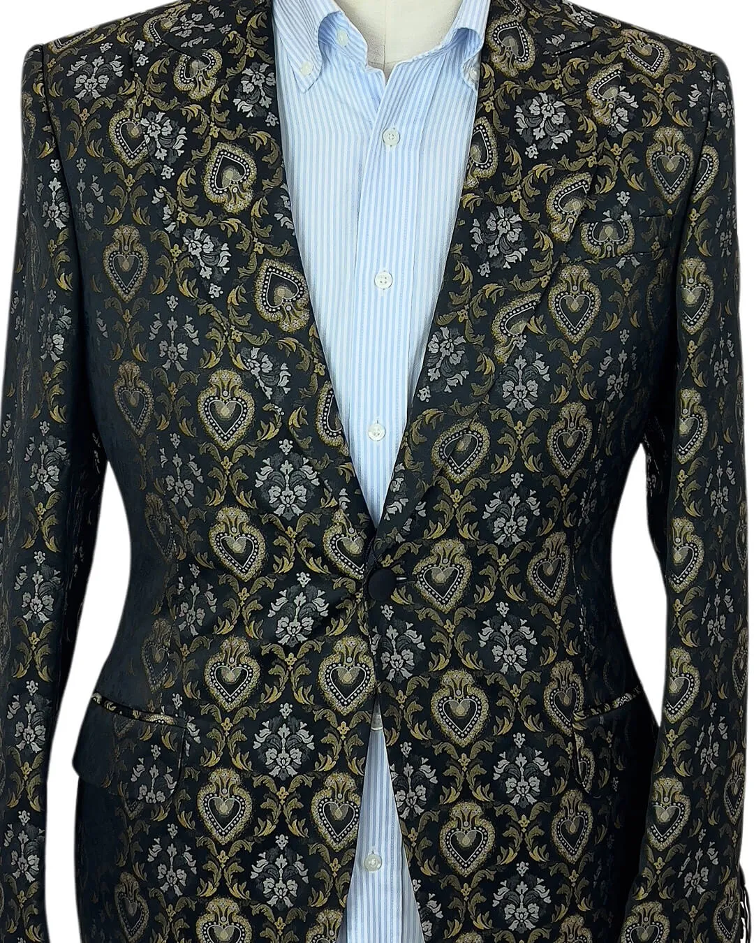 Navy Gold Spade Jacquard Evening Jacket