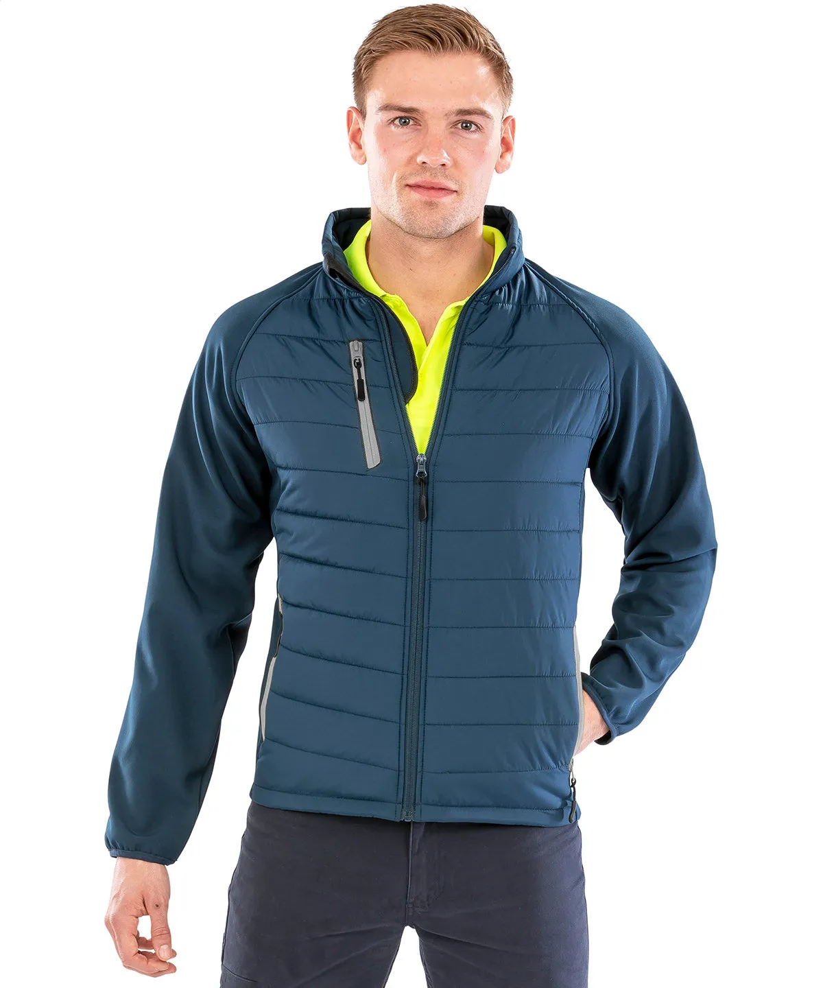 Navy/Yellow* - Compass padded softshell jacket