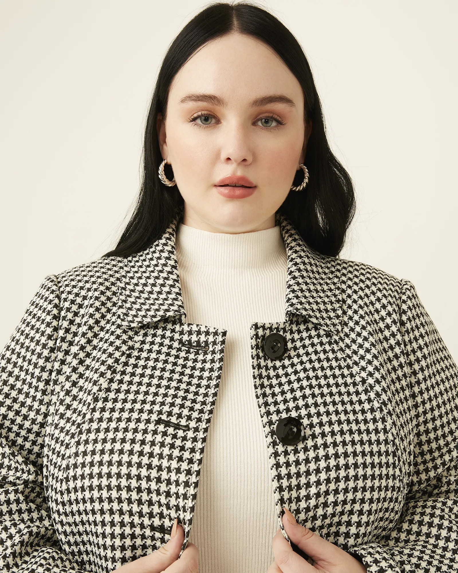 Nerea Houndstooth Coat | White / Black