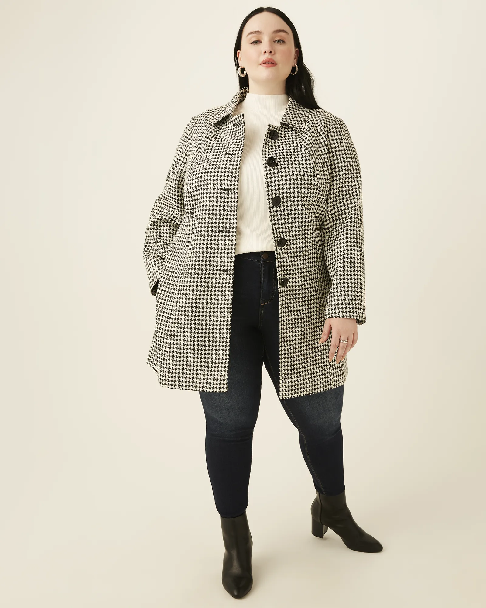 Nerea Houndstooth Coat | White / Black