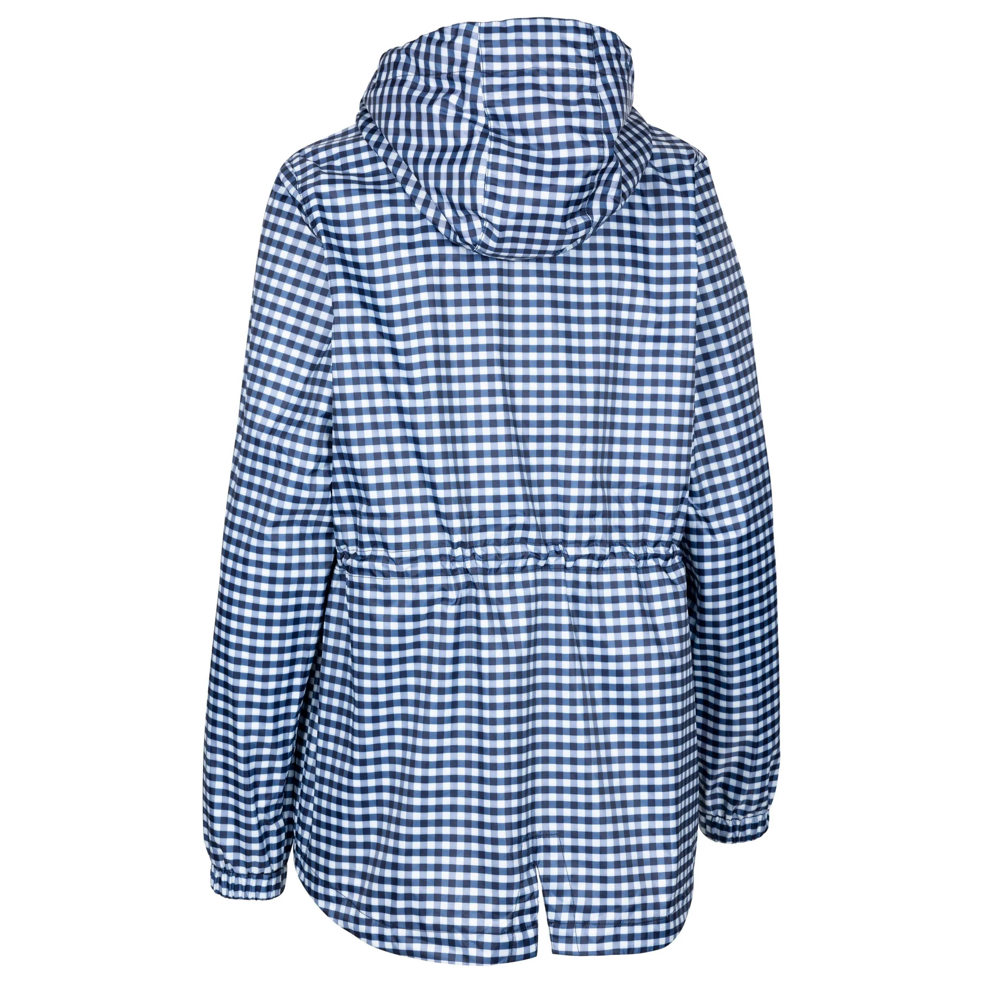 Niggle Unpadded Women's Packaway Waterproof Jacket in Navy Gingham