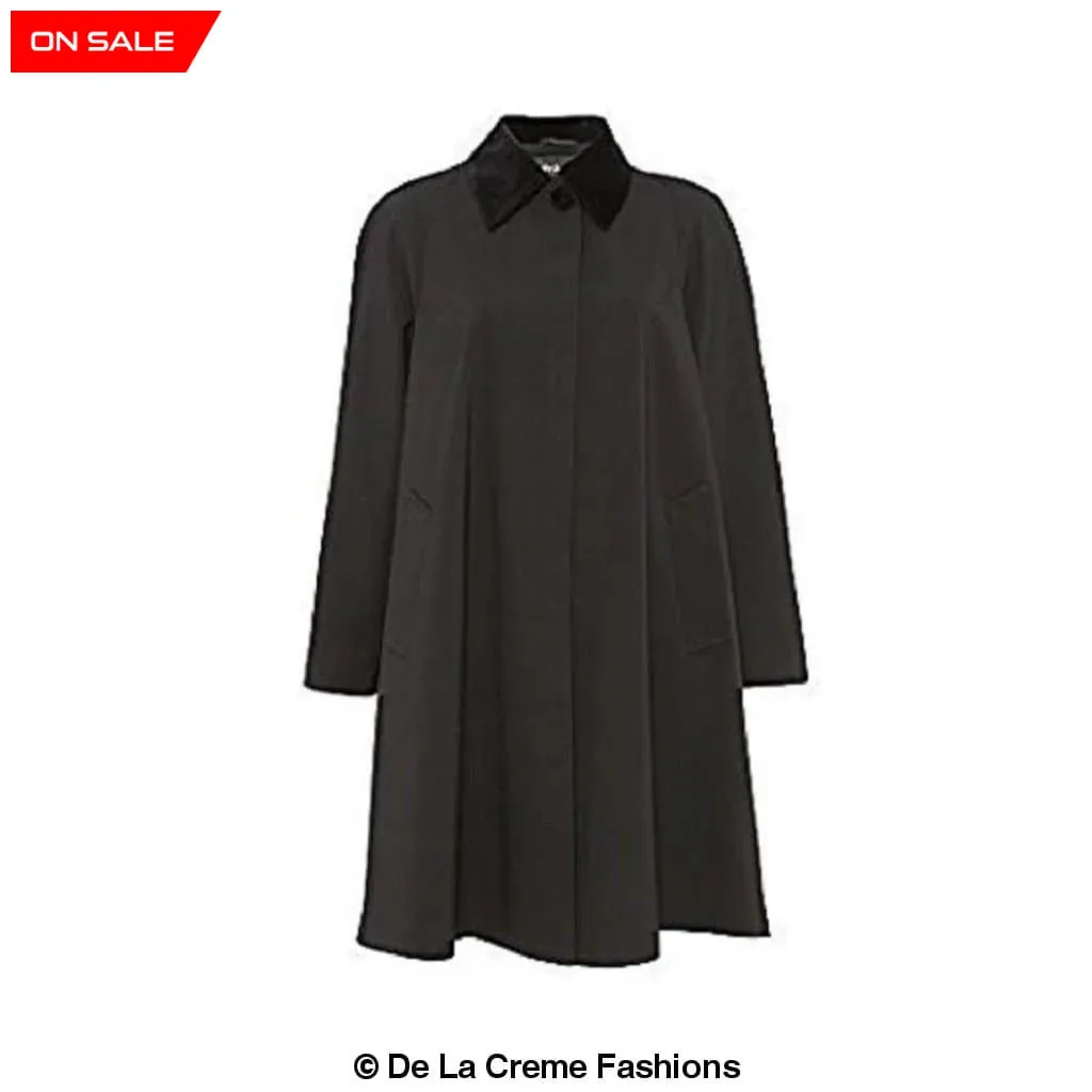 Oversized Velvet Trim Lightweight Swing Coat (8026-SP)