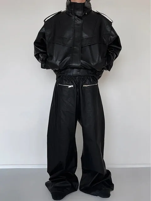 Oversized Windproof Zip Black Jacket