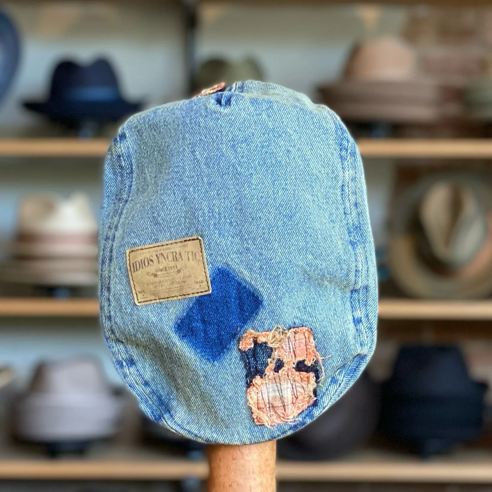 Patched Denim Flat Cap