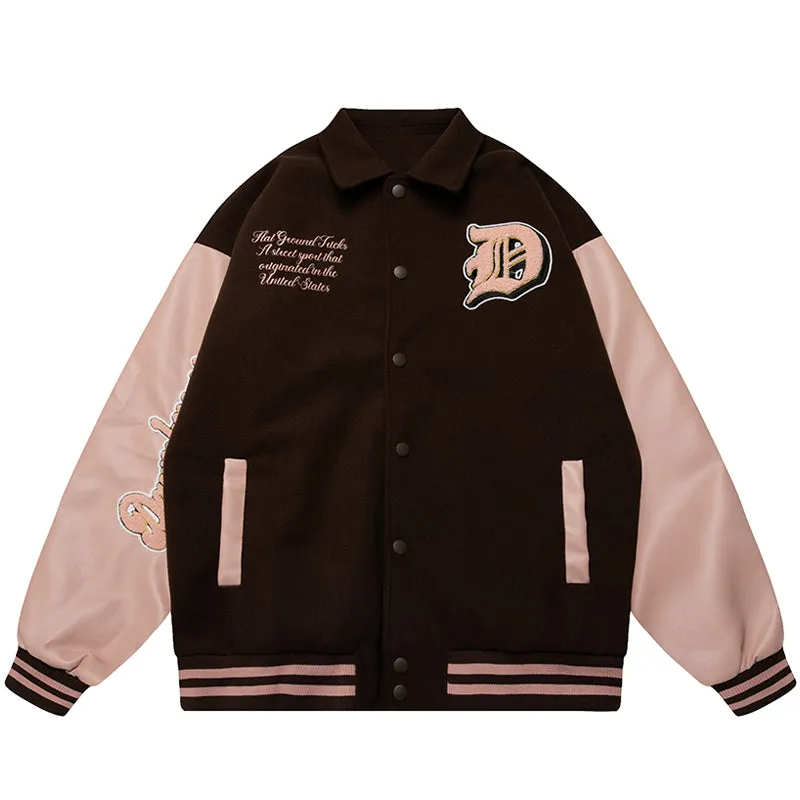 PopFlying Street Style Varsity Jacket Skateboard Skeleton