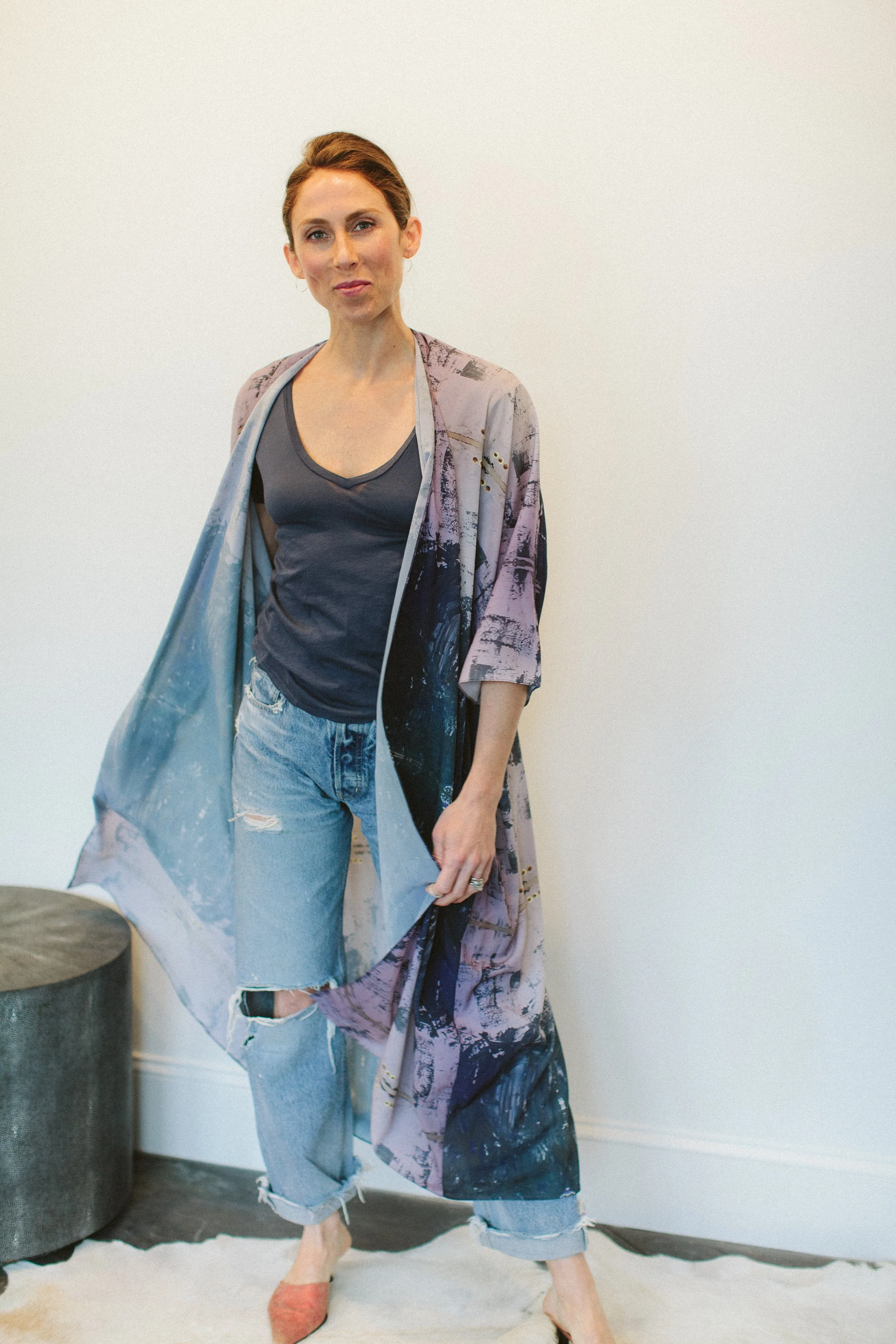 "Current" Crepe de Chine Kimono