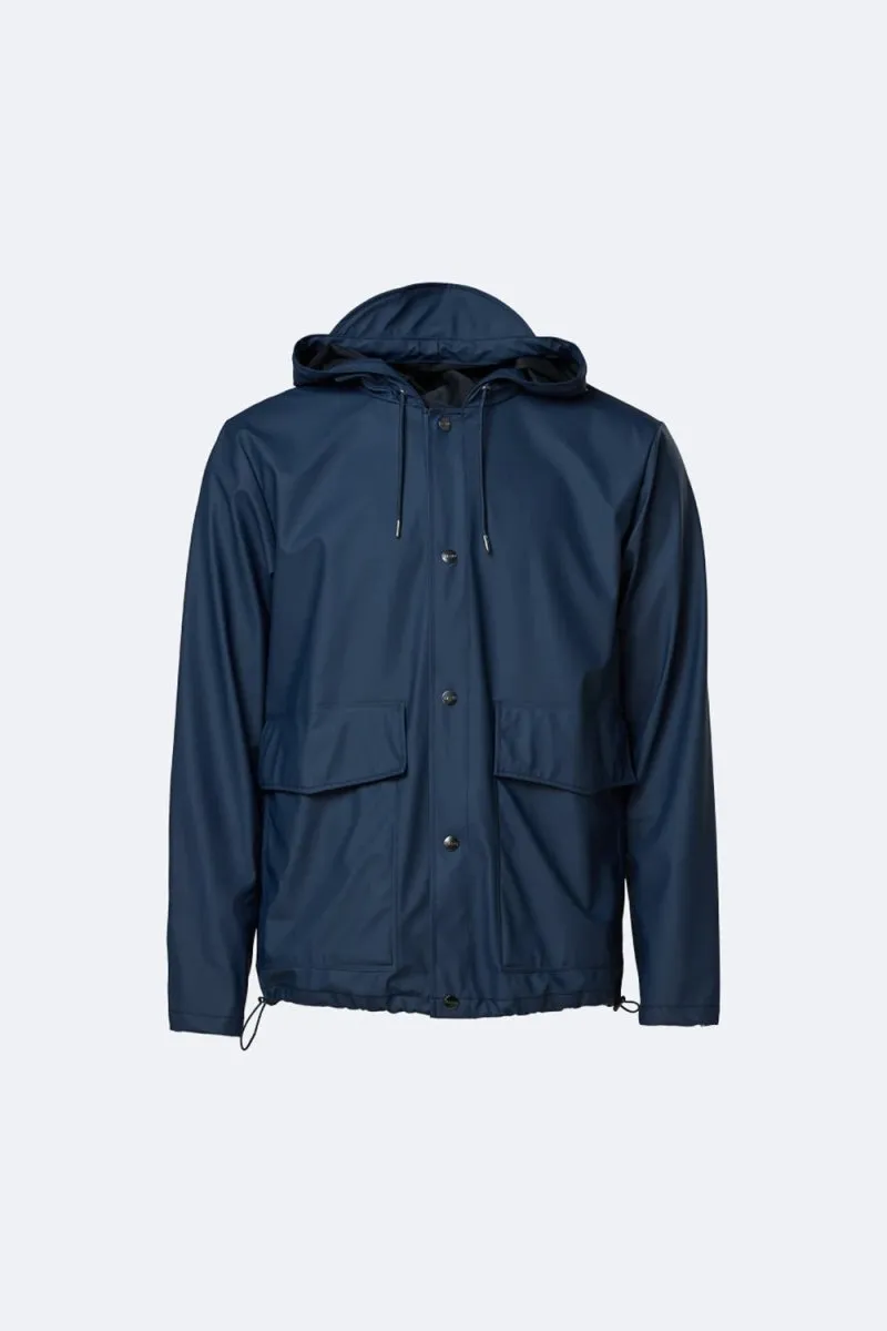 Rains Waterproof Short Hooded Coat (Blue)