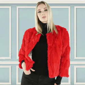 Red Genuine Rabbit Fur Jacket  "Deenie"