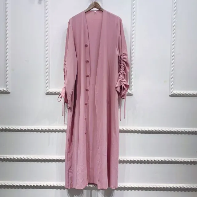 Ruched Long Sleeve Muslim Duster Jacket