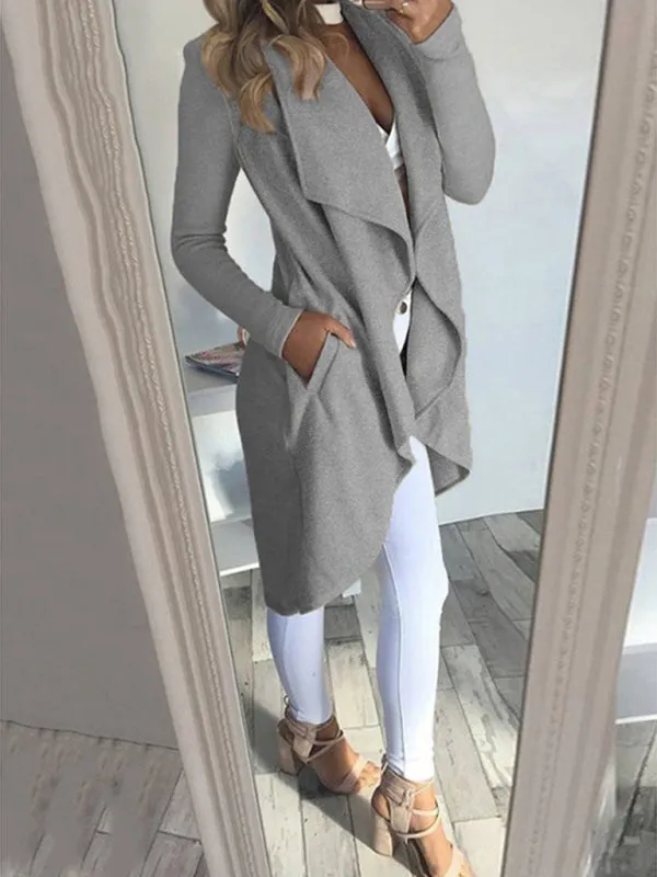 Solid Color Open Front Cardigan