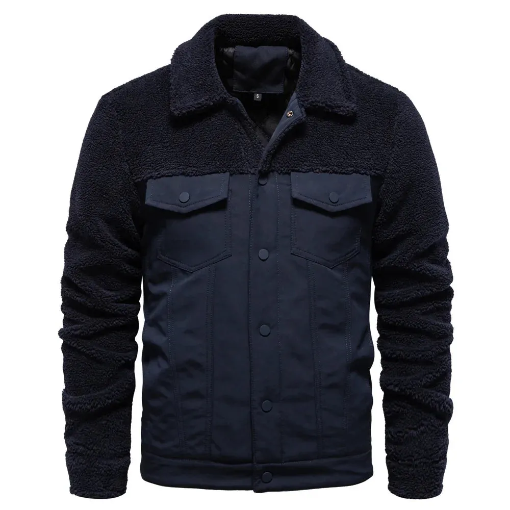 Spliced Casual Lamb Wool Jacket