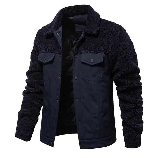 Spliced Casual Lamb Wool Jacket