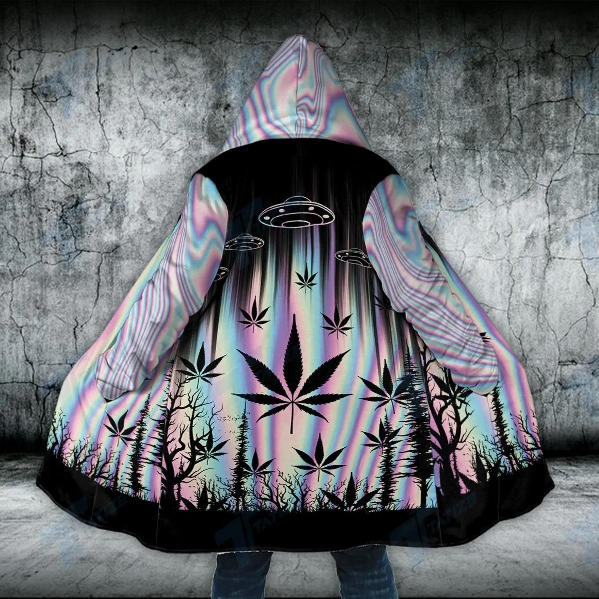 UnisexPsychedelic Hooded Lightweight Zip Up Coat