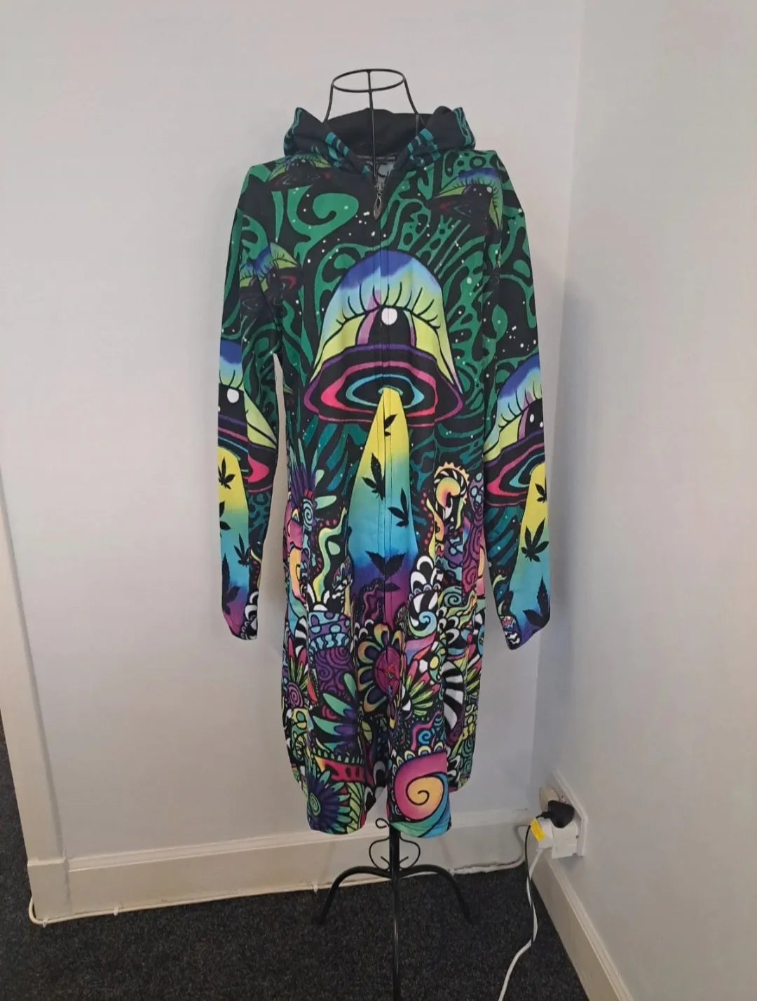 UnisexPsychedelic Hooded Lightweight Zip Up Coat