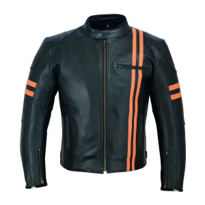 Warrior Gears® Real Leather Motorcycle Jacket for Men | Cowhide Nappa | Harley Stripe Style