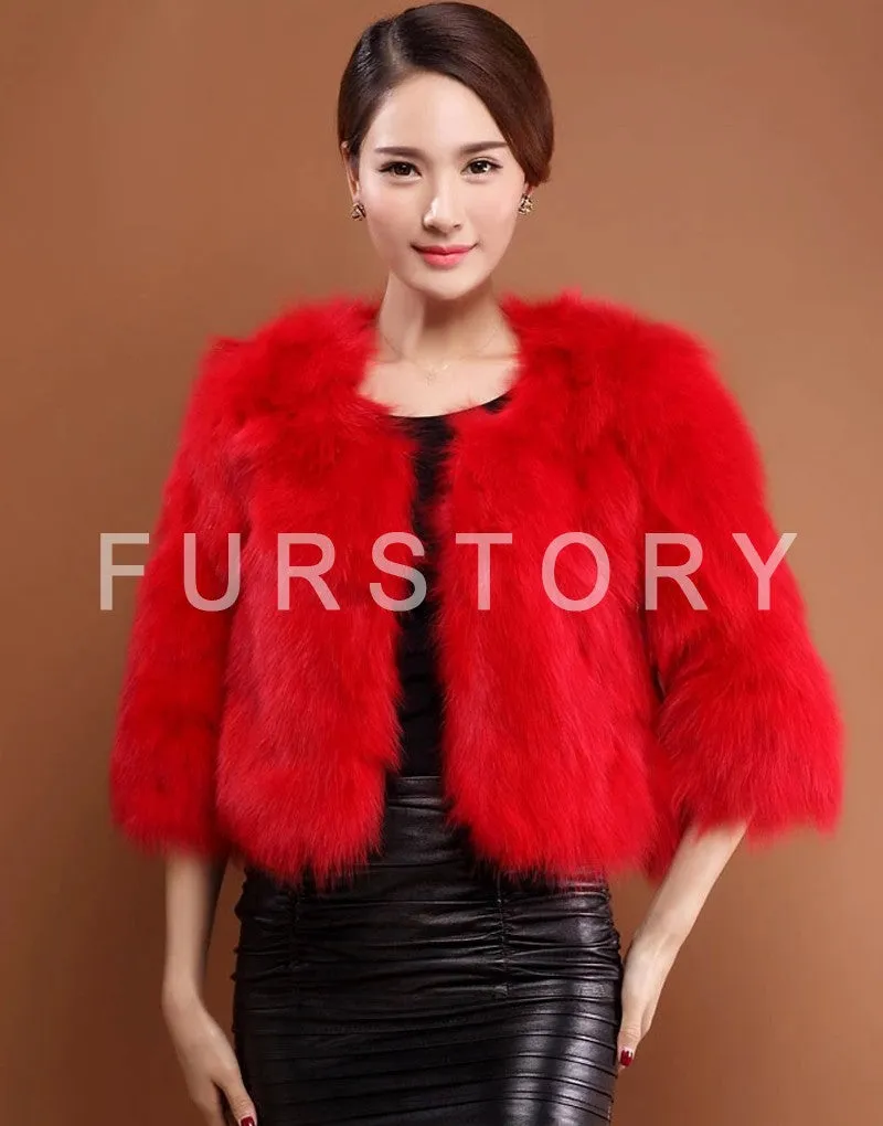 Winter Women's Natural Fur Coat Color Optional Three Quarter Sleeve