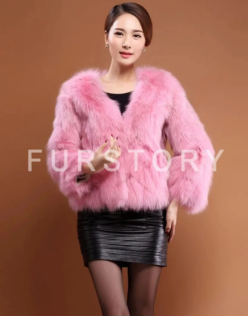 Winter Women's Natural Fur Coat Color Optional Three Quarter Sleeve